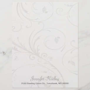 Graue und weiße Geblüht Letterhead Stationery