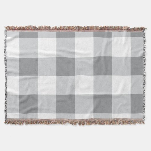 Graue und weiße Gingham-Muster Decke (Vorderseite)