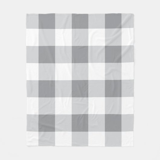 Graue und weiße Gingham-Muster Fleecedecke (Vorderseite)