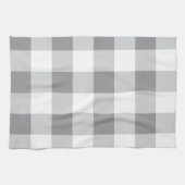 Graue und weiße Gingham-Muster Geschirrtuch (Horizontal)