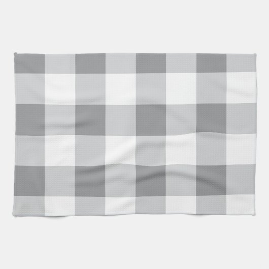 Graue und weiße Gingham-Muster Geschirrtuch (Horizontal)