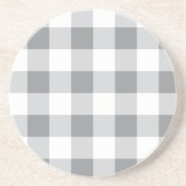 Graue und weiße Gingham-Muster Getränkeuntersetzer (Vorne)