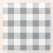 Graue und weiße Gingham-Muster Glasuntersetzer (Vorderseite)