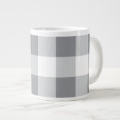 Graue und weiße Gingham-Muster Jumbo-Tasse (Vorderseite Rechts)