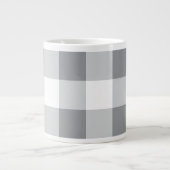 Graue und weiße Gingham-Muster Jumbo-Tasse (Vorderseite)