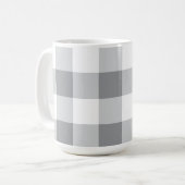 Graue und weiße Gingham-Muster Kaffeetasse (Vorderseite Links)