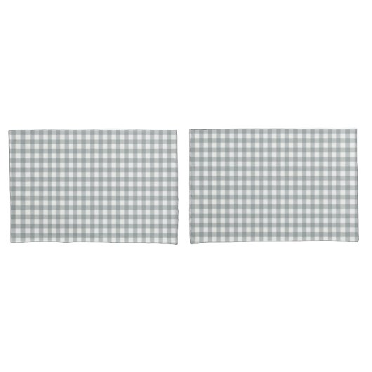 Graue und weiße Gingham-Muster Kissenbezug (Vorderseite-Set)