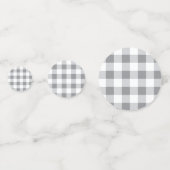 Graue und weiße Gingham-Muster Konfetti (Rückseiten)