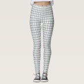 Graue und weiße Gingham-Muster Leggings (Vorderseite)