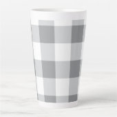 Graue und weiße Gingham-Muster Milchtasse (Vorderseite)