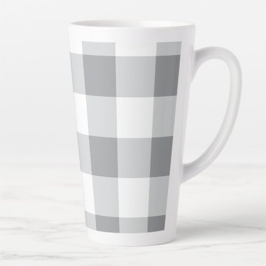 Graue und weiße Gingham-Muster Milchtasse (Rechts)