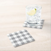 Graue und weiße Gingham-Muster Rechteckiger Pappuntersetzer (Vor Ort)