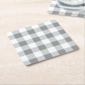 Graue und weiße Gingham-Muster Rechteckiger Pappuntersetzer (angewinkelt)