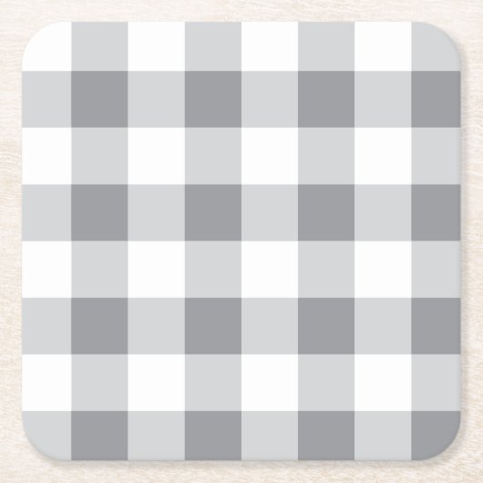 Graue und weiße Gingham-Muster Rechteckiger Pappuntersetzer (Vorderseite)