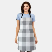 Graue und weiße Gingham-Muster Schürze (Getragen)