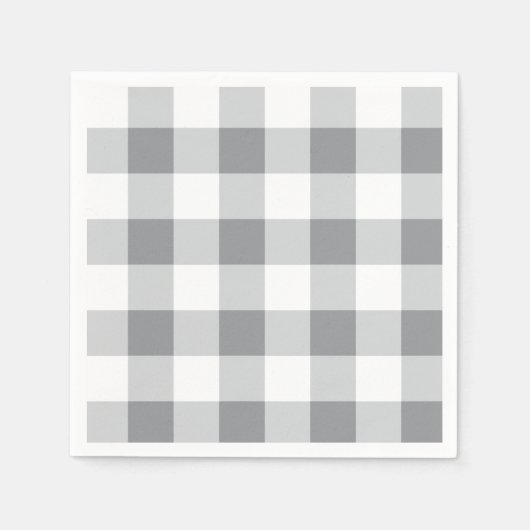 Graue und weiße Gingham-Muster Serviette (Vorderseite)