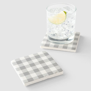 Graue und weiße Gingham-Muster Steinuntersetzer