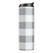 Graue und weiße Gingham-Muster Thermosbecher (Nach links gedreht)