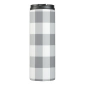 Graue und weiße Gingham-Muster Thermosbecher (Rückseite)