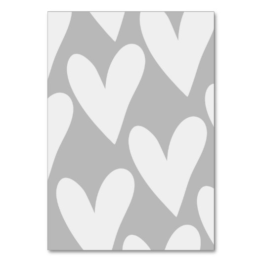 Graue und weiße Herzen Tischnummer (Rückseite)