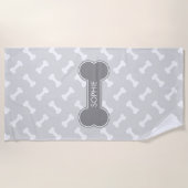 Graue und weiße Hundenknochen mit Individuelle Nam Strandtuch (Vorderseite)