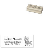 Graue und weiße Husky-Welpen-Rücksendeadresse Gummistempel (Stempel)
