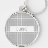 Graue und weiße Kachelblöcke Schlüsselanhänger (Vorne)