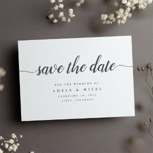 Graue und weiße Kalligraphie Save the Date-Karte Save The Date