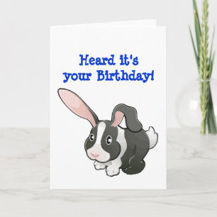 Graue und weiße Kaninchen Geburtstag Karte