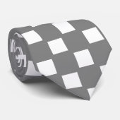 Graue und weiße karierte Krawatte (Gerollt)