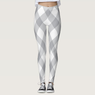 Graue und weiße Karierte Muster Weihnachten Leggings
