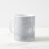 Graue und weiße, karierte Spinnstoffe Kaffeetasse (Vorderseite Links)
