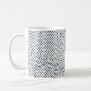 Graue und weiße, karierte Spinnstoffe Kaffeetasse