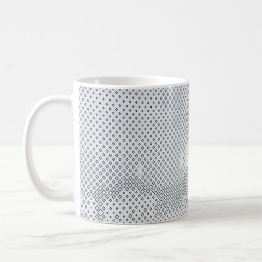Graue und weiße, karierte Spinnstoffe Kaffeetasse (Links)