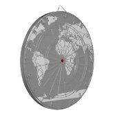 Graue und weiße Karte der Welt Dartscheibe (Vorderseite Links)