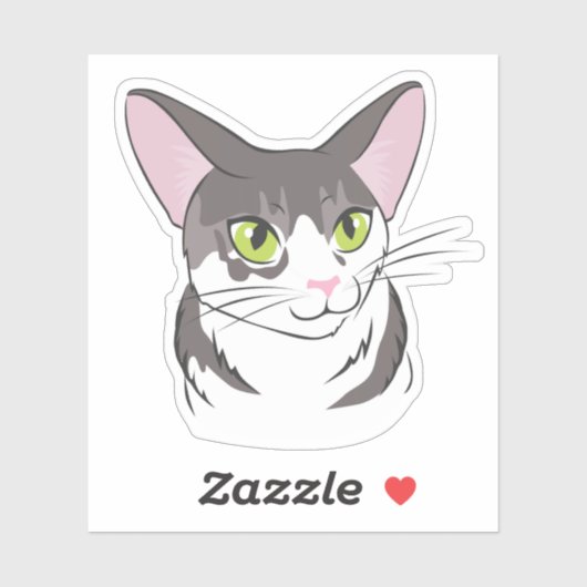 Graue und weiße Katze Aufkleber (Blatt)