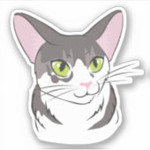 Graue und weiße Katze Aufkleber (Vorderseite)