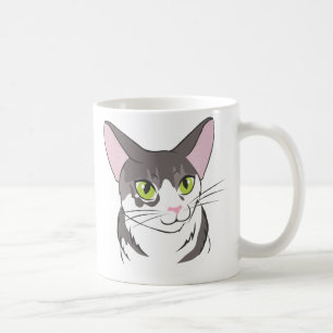 Graue und weiße Katze Kaffeetasse