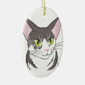 Graue und weiße Katze Keramikornament (Rechts)