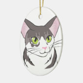 Graue und weiße Katze Keramikornament (Links)