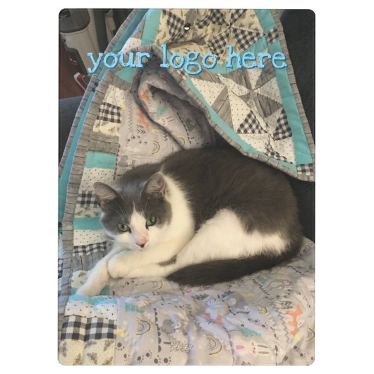 Graue und weiße Katze Klemmbrett (Rückseite)