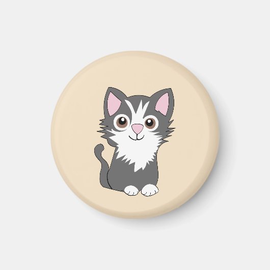 Graue und weiße Katze Magnet (Vorne)