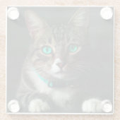 Graue und weiße Katze mit blauen Augen und Matchin Glasuntersetzer (Rückseite)