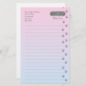 Graue und weiße Katze mit Katzen-Abdrücken Briefpapier (Vorne/Hinten)