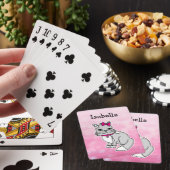 Graue und weiße Katze Personalisiertes Mädchen Pin Spielkarten (In Situ)
