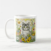 Graue und weiße Katze Sitzen in Blume Kaffeetasse (Links)