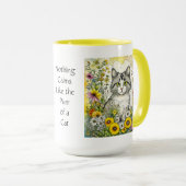 Graue und weiße Katze Sitzen in Blume Tasse (VorderseiteRechts)