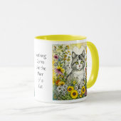 Graue und weiße Katze Sitzen in Blume Tasse (VorderseiteRechts)