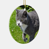 Graue und weiße Katzen-Verzierung Keramik Ornament (Rechts)