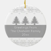 Graue und weiße Künstlerische Weihnachten Keramik Ornament (Hinten)